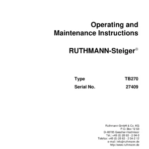 Ruthmann-Steiger TB270 Operating and Maintenance Instructions - PDF Manual