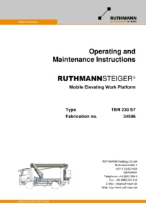 Ruthmann Steiger TBR 230 S7 Operating and Maintenance Instructions Manual 2024