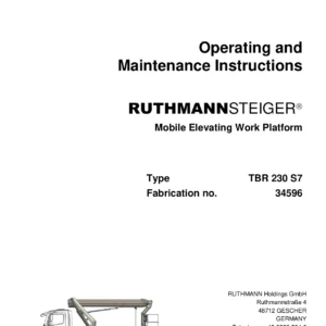 Ruthmann Steiger TBR 230 S7 Operating and Maintenance Instructions Manual 2024
