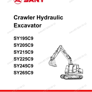 SANY SY195C9 to SY265C9 Crawler Hydraulic Excavator Safety, Operation & Maintenance Manual PDF