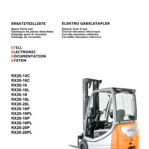STILL RX20 Electric Forklift Spare Parts Catalogue 6219-6231 - RX20-14C to RX20-20PL Parts List PDF