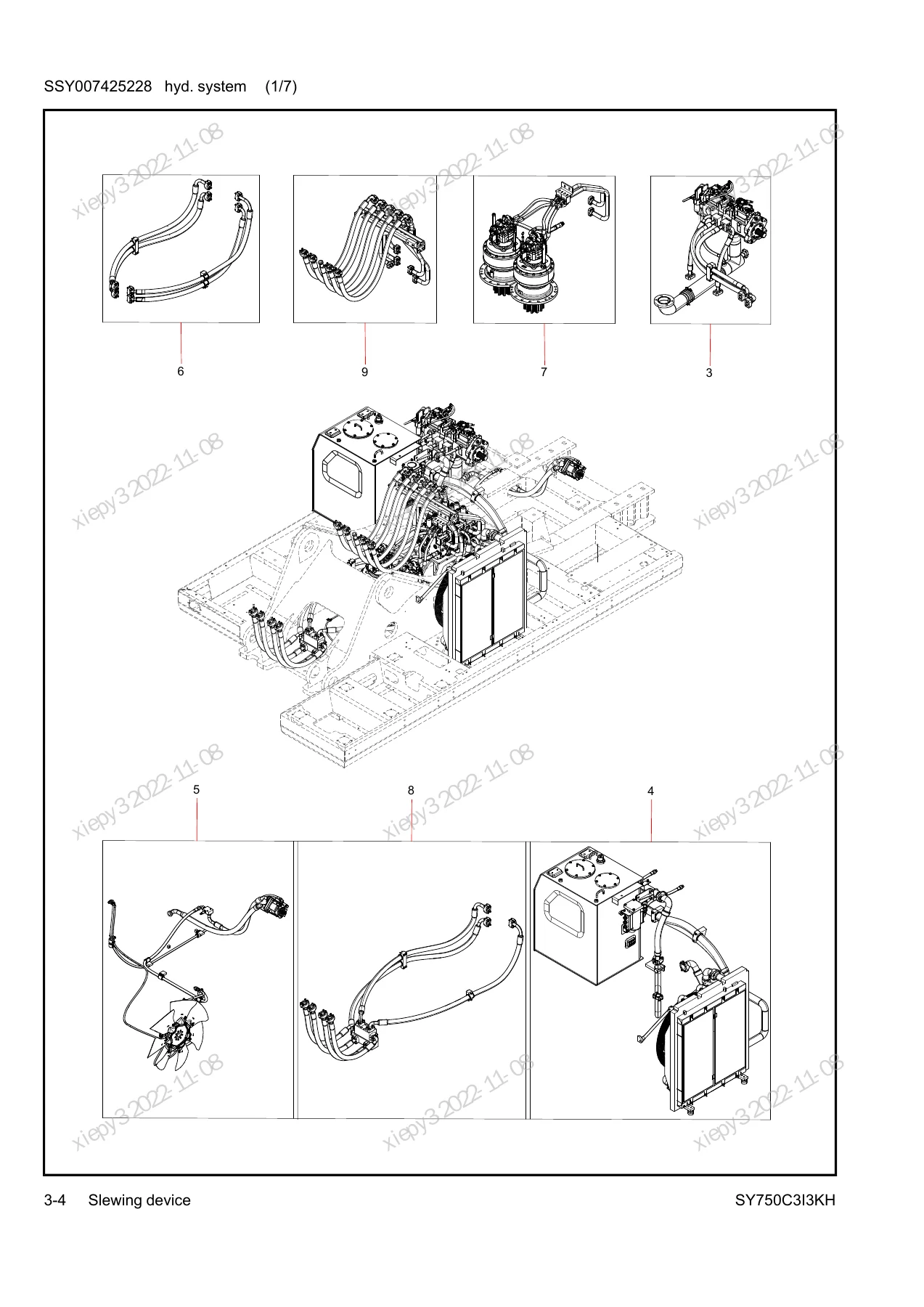 Sany SY750C3I3KH Hydraulic Excavator Parts Book - Illustrated PDF Catalog 2022 - Image 2