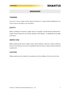 Shantui SD32 SD32D SD32W Bulldozer Operation and Maintenance Manual