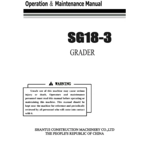 Shantui SG18-3 Grader Operation and Maintenance Manual - PDF