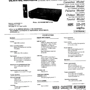 Sony SLV Series VHS VCR Service Manual - SLV-640HF, 733HF, 740HF, 780HF, 940HF H Mechanism Repair Guide