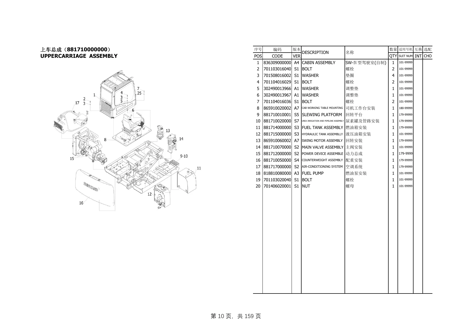 Sunward SWE215F-5 Excavator Parts Book 881700000000 PDF - Image 3