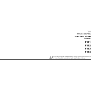 TCM FB15 FB18 FB20 FB25 FB30 FB35 FB40 Electric Forklift Operation & Maintenance Manual PDF
