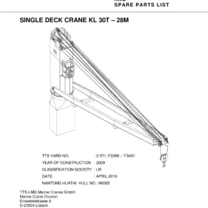 TTS-LMG KL 30T-28M Single Deck Crane Operating Instructions and Spare Parts List