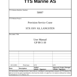 TTS Marine GP 80-5-10 Provision Service Crane User Manual - Machine 50087