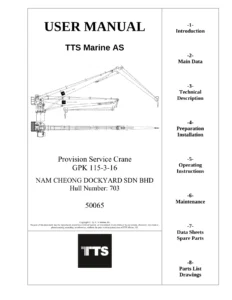 TTS Marine GPK 115-3-16 Provision Service Crane User Manual - Machine 50065