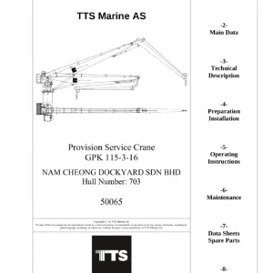 TTS Marine GPK 115-3-16 Provision Service Crane User Manual - Machine 50065