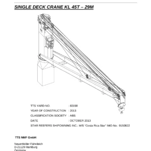 TTS NMF KL 45T-29M Single Deck Crane Operating Instructions and Spare Parts List - Yard 83158 PDF