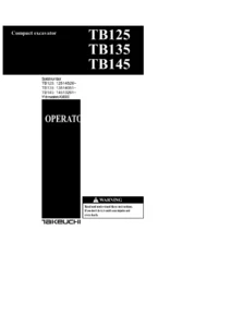Takeuchi TB125 TB135 TB145 Compact Excavator Operator Manual - AG4S000 PDF