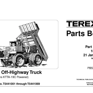 Terex 3360 Off-Highway Truck Parts Manual - Cummins KTTA-19C - Serial T5441001 to T5441069 PDF