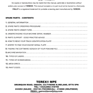Terex I-110RS Crusher Illustrated Parts Catalog PDF Download - Complete Spare Parts Manual