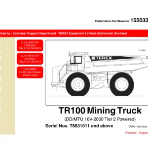 Terex TR100 Mining Truck Parts Book PDF - 15503317 Illustrated Parts Catalog for T8831011 & Up