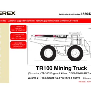 Terex TR100 Mining Truck Parts Book Volume 2 - 15504394 (Serial T7831479 & Up)