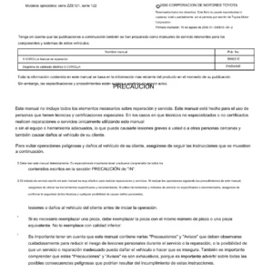 Toyota Corolla 1ZZ-FE y 3ZZ-FE (ZZE121/ZZE122) Manual de Reparación del Motor RM823E - PDF