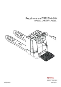 Toyota LPE200 LPE220 LPE250 Repair Manual 7572514-040 PDF Download
