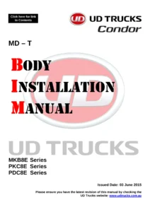 UD Trucks Condor MKB8E PKC8E PDC8E Body Installation Manual 2015