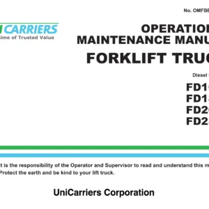 UniCarriers FD160-2 FD180-2 FD200-2 FD230-2 Forklift Operation & Maintenance Manual - Diesel - PDF Download