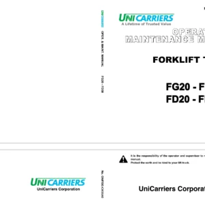 UniCarriers FG20-FG30 FD20-FD30 Forklift Operation & Maintenance Manual PDF