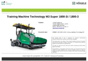 Vogele Super 1800-3i & 1800-3 Paver Machine Technology Training Manual