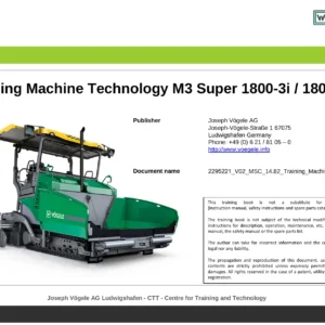 Vogele Super 1800-3i & 1800-3 Paver Machine Technology Training Manual