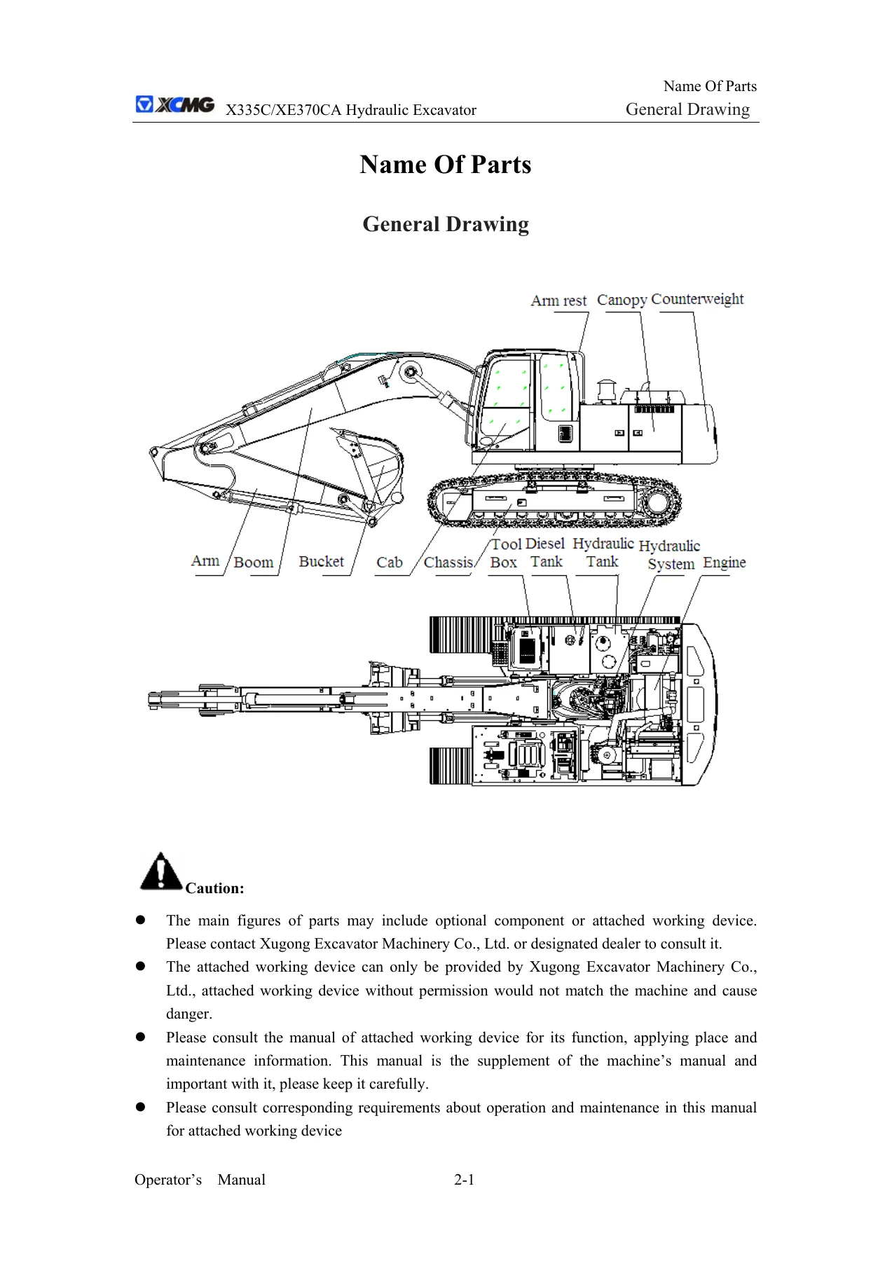 XCMG XE335C & XE370CA Hydraulic Excavator Operator's Manual 2014 - PDF Download - Image 2