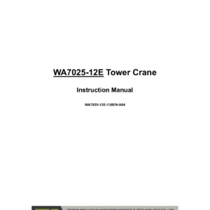 Zoomlion WA7025-12E Tower Crane Instruction Manual - WA7025-12E-138EN-A04 PDF